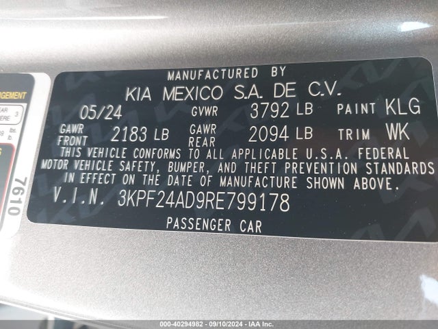 KIA Forte Lxs 2024 3KPF24AD9RE799178 Image 9