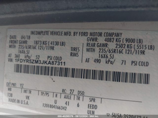 1FDYR5ZM3JKA87311 Ford Transit-250 Cab