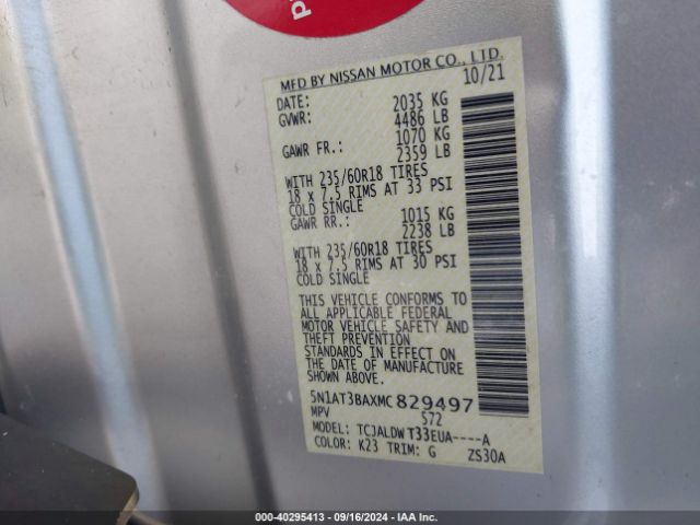 5N1AT3BAXMC829497 Nissan Rogue Sv Fwd