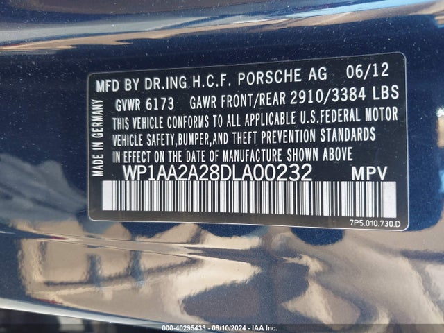 2013 PORSCHE CAYENNE WP1AA2A28DLA00232 Photo 8