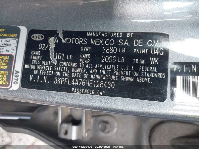 3KPFL4A76HE128430 KIA FORTE S