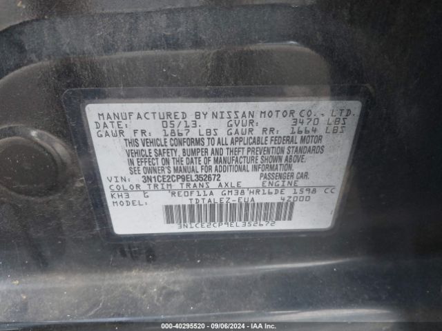 3N1CE2CP9EL352672 Nissan Versa Note Sv