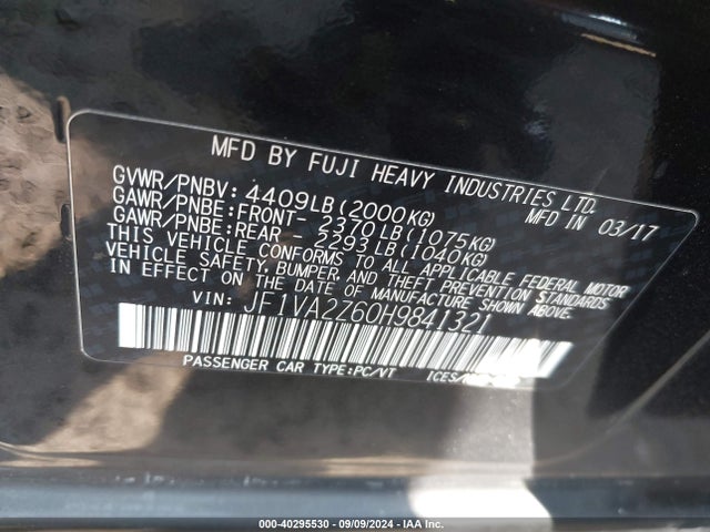 JF1VA2Z60H9841321 Subaru Wrx Sti Limited