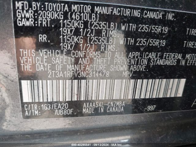 2022 TOYOTA RAV4 2T3A1RFV3NC314478 Photo 8