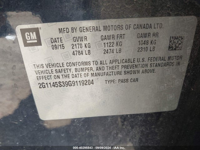 Chevrolet IMPALA 2LZ 2016 2G1145S39G9119204 Image 9