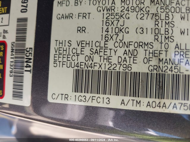 Toyota Tacoma Base V6 2015 5TFUU4EN4FX122796 Image 9
