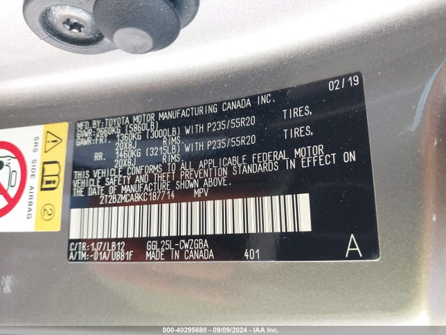 Lexus RX 350 2019 2T2BZMCA8KC187714 Image 9