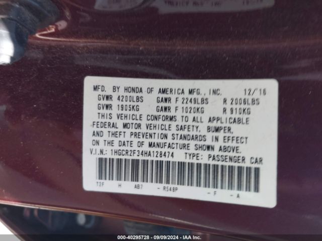 1HGCR2F34HA128474 Honda ACCORD LX