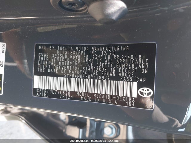 Toyota COROLLA LE 2024 5YFB4MDE5RP118932 Image 9