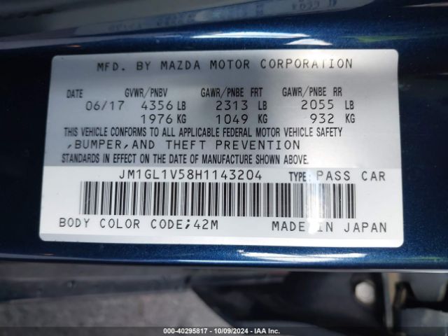 JM1GL1V58H1143204 Mazda Mazda6 Touring