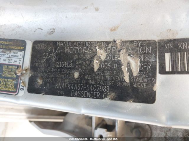 KNAFK4A67F5407983 KIA FORTE LX