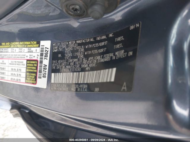 5TDYK3DC1ES516360 Toyota Sienna Xle V6 8 Passenger