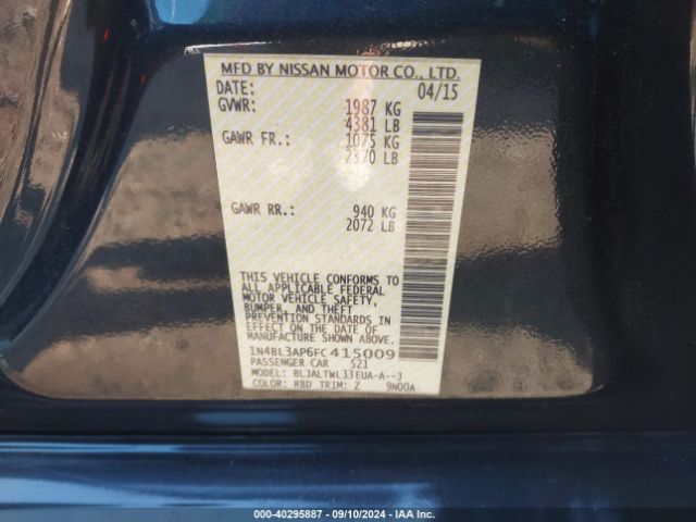 1N4BL3AP6FC415009 Nissan Altima 3.5 Sl