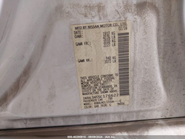 1N4AL3AP2GC176622 Nissan Altima 2.5 Sv