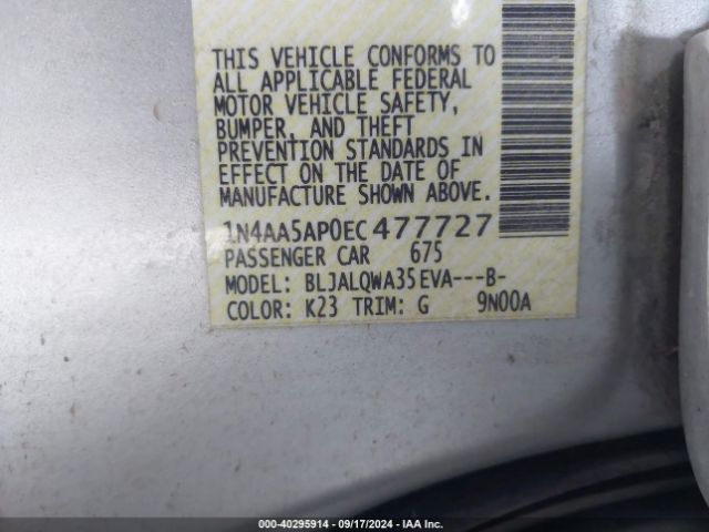 1N4AA5AP0EC477727 Nissan Maxima 3.5 S/3.5 Sv