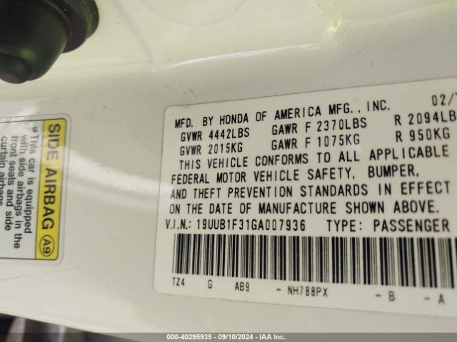 19UUB1F31GA007936 Acura TLX