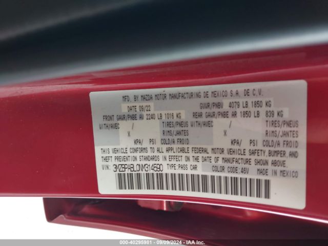 3MZBPABL0NM314590 Mazda Mazda3 Select