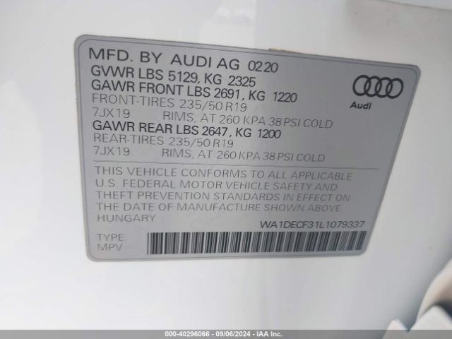 WA1DECF31L1079337 Audi Q3 Premium 45 Tfsi S Line Quattro Tiptronic