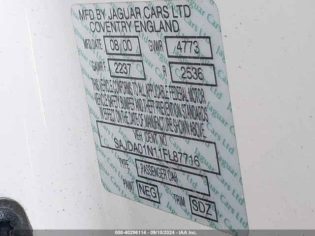 2001 JAGUAR S-TYPE SAJDA01N11FL87716 Photo 8