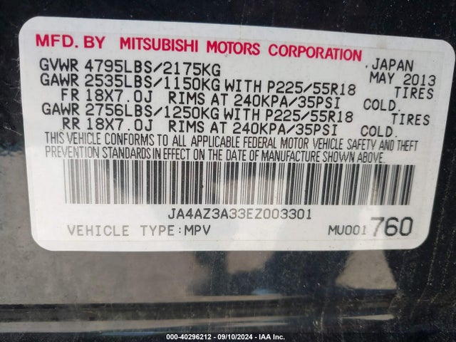 2014 MITSUBISHI OUTLANDER JA4AZ3A33EZ003301 Photo 8