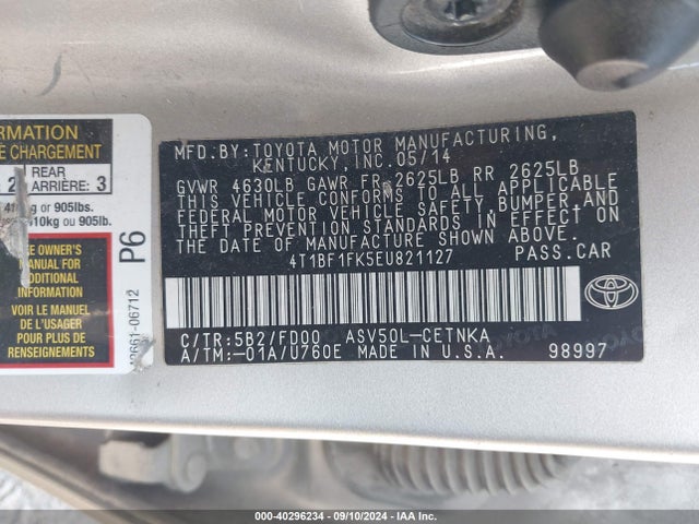 Toyota CAMRY LE 2014 4T1BF1FK5EU821127 Image 9