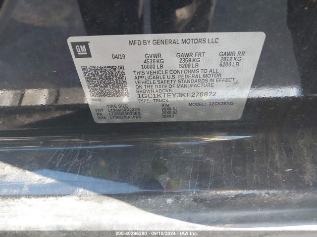 Chevrolet Silverado 2500hd Ltz 2019 1GC1KTEY3KF270872 Image 9
