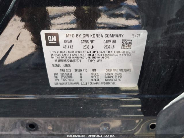 KL4MMBS22NB087079 Buick Encore Gx Fwd Preferred