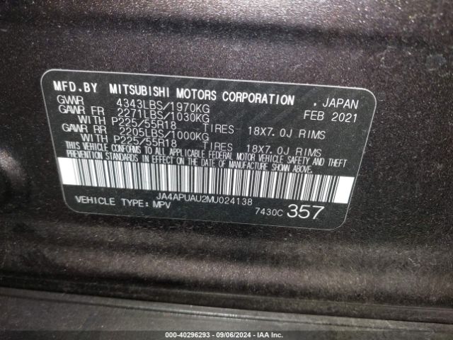 JA4APUAU2MU024138 Mitsubishi Outlander Sport 2.0 Be 2wd/2.0 Es 2wd/2.0 Le 2wd/2.0 S 2wd