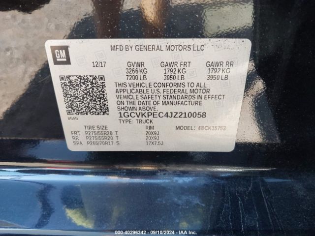 1GCVKPEC4JZ210058 Chevrolet Silverado 1500 Custom