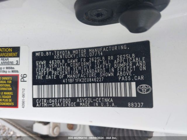4T1BF1FK2EU846227 Toyota CAMRY LE