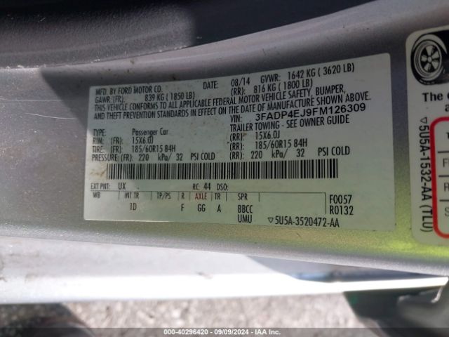 3FADP4EJ9FM126309 Ford FIESTA SE