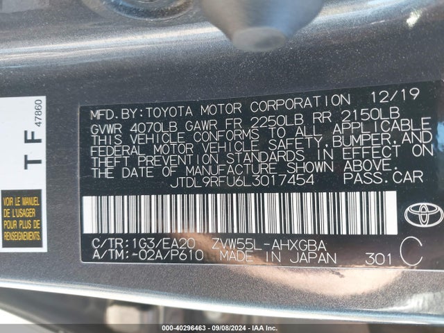 Toyota Prius Xle Awd-e 2020 JTDL9RFU6L3017454 Image 9