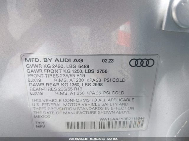 WA1EAAFY3P2115044 Audi Q5 Premium Plus 45 Tfsi S Line Quattro
