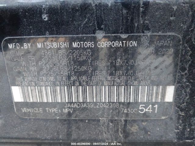 JA4AD3A39LZ042308 Mitsubishi Outlander Se 2.4