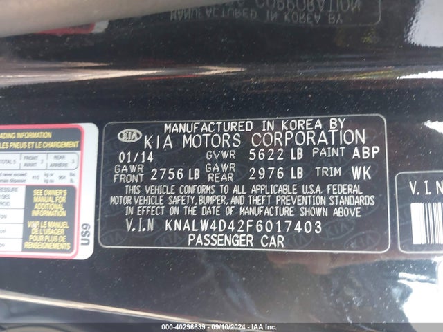 KIA K900 Luxury 2015 KNALW4D42F6017403 Image 9