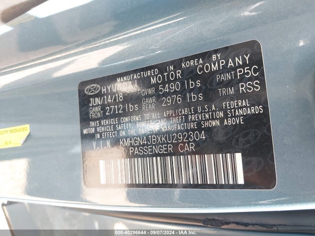 KMHGN4JBXKU292304 Genesis G80 3.3t Sport
