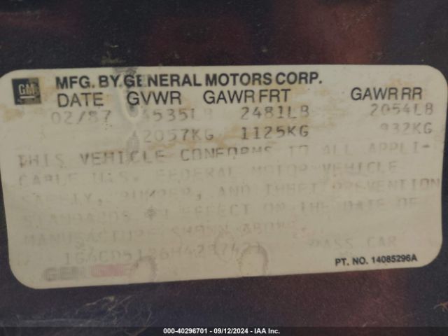 1987 CADILLAC DEVILLE 1G6CD5186H4287421 Photo 8