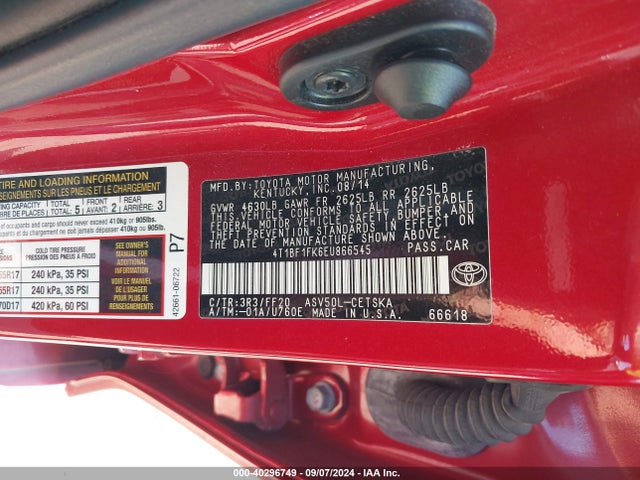 Toyota CAMRY SE 2014 4T1BF1FK6EU866545 Image 9