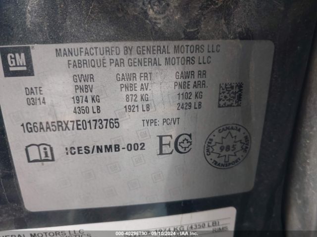 1G6AA5RX7E0173765 Cadillac Ats Standard