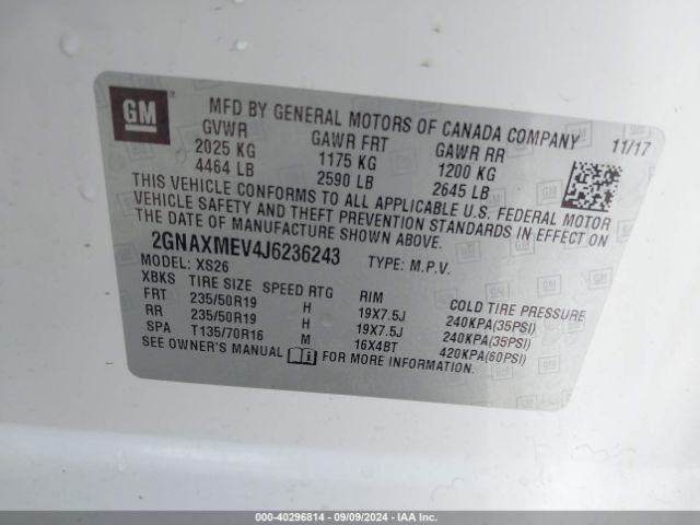 2GNAXMEV4J6236243 Chevrolet Equinox Premier