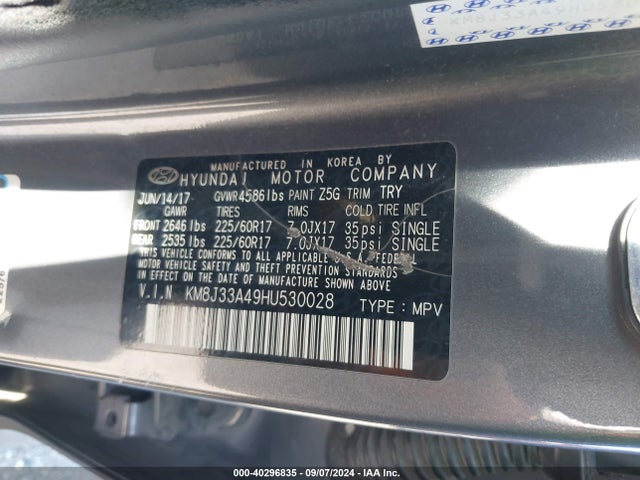 Hyundai TUCSON SE 2017 KM8J33A49HU530028 Image 9