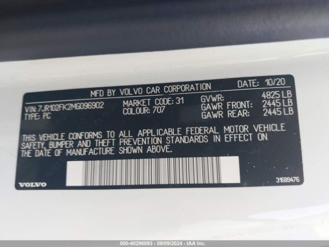 7JR102FK2MG096902 Volvo S60 T5 Momentum