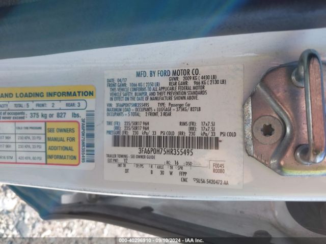 3FA6P0H75HR355495 Ford FUSION SE