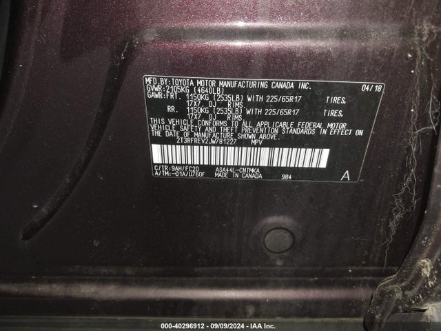Toyota Rav4 Xle 2018 2T3RFREV2JW781227 Image 9