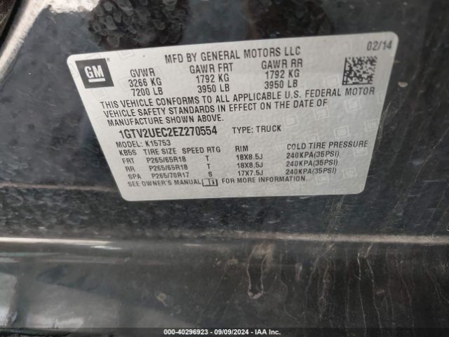 1GTV2UEC2EZ270554 GMC Sierra 1500 Sle
