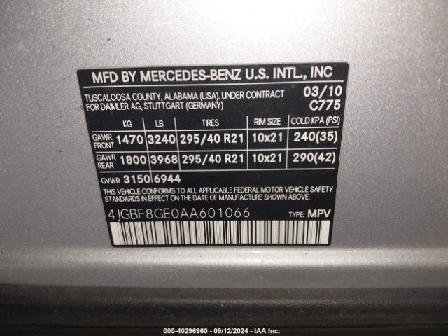2010 MERCEDES-BENZ GL 550 4JGBF8GE0AA601066 Photo 8