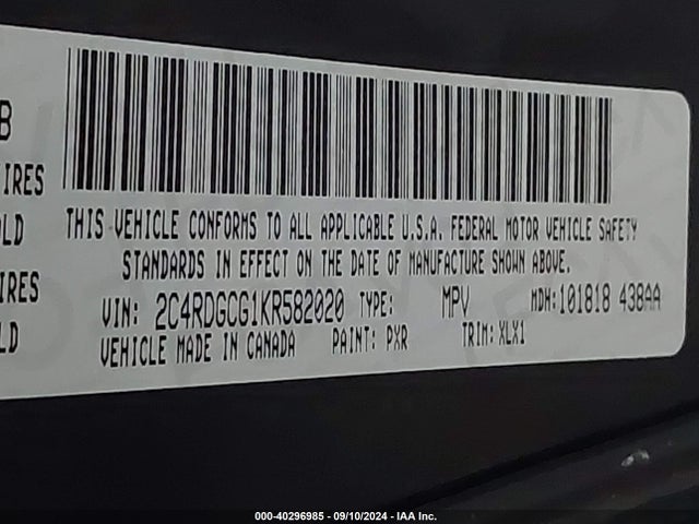 Dodge Grand Caravan Sxt 2019 2C4RDGCG1KR582020 Image 9