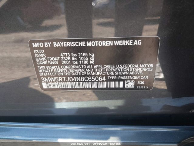 2022 BMW 330I 3MW5R7J04N8C65064 Photo 8