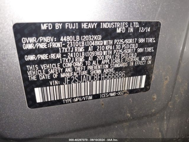 JF2SJADC8FH566886 Subaru Forester 2.5i Premium