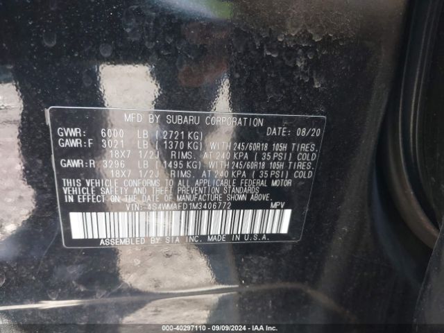 4S4WMAFD1M3406772 Subaru Ascent Premium